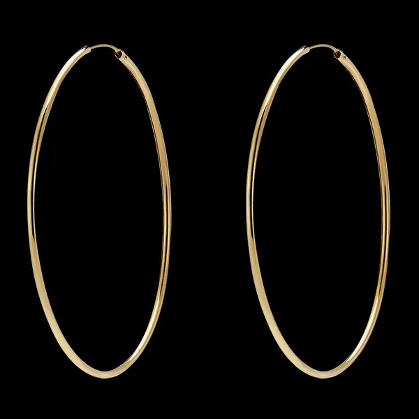 Thin hoop earrings – diameter 50mm – yellow gold 9 carat