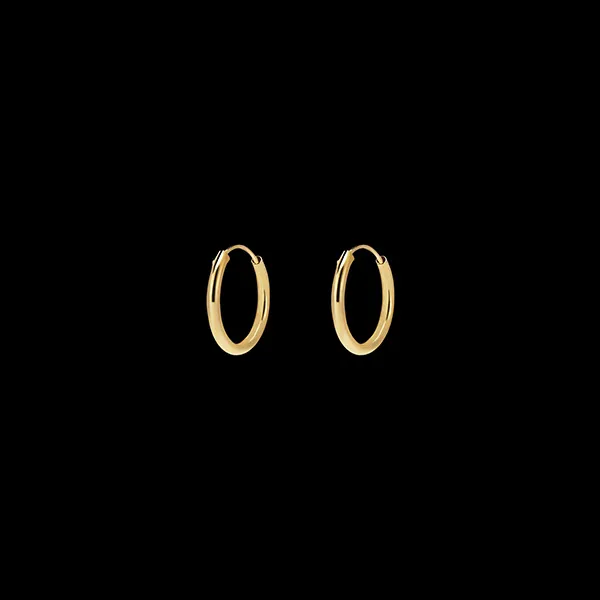 Thin hoop earrings – diameter 10mm – yellow gold 9 carat