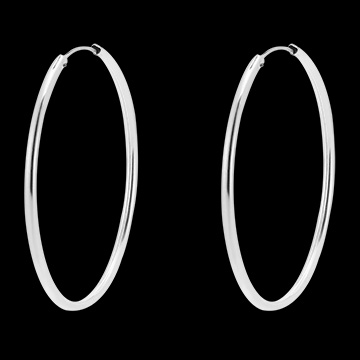 Thin hoop earrings – diameter 30mm – white gold 9 carat 