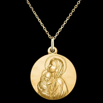 Médaille Marie et l'Enfant – Or Jaune 18 carats