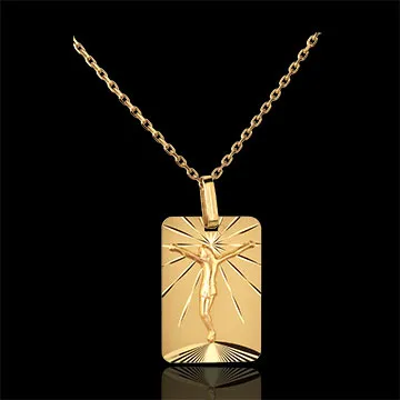 Medalion dreptunghiular Christos - aur galben de 18K