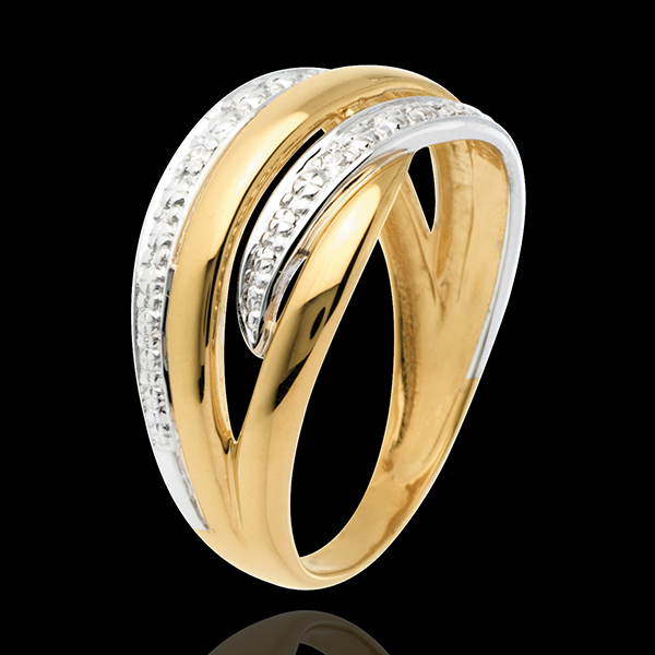 Naja ring white and yellow gold paved - 4diamonds