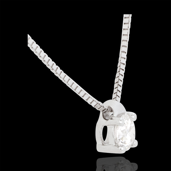 Naszyjnik z białego złota 18-karatowego z jednym diamentem (bardzo duży model) - 0,26 karata