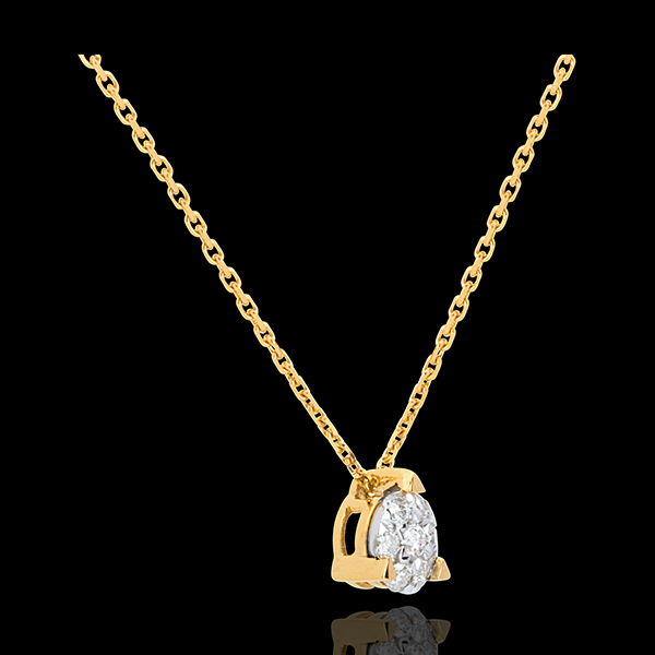 Naszyjnik Półkole wysadzany diamentami - 7 diamentów - złoto żółte 18-karatowe