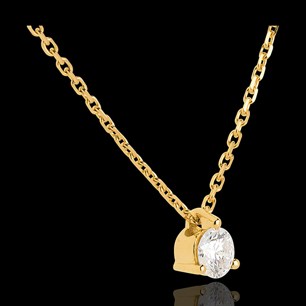 Naszyjnik z żółtego złota 18-karatowego z jednym diamentem - 0,205 karata