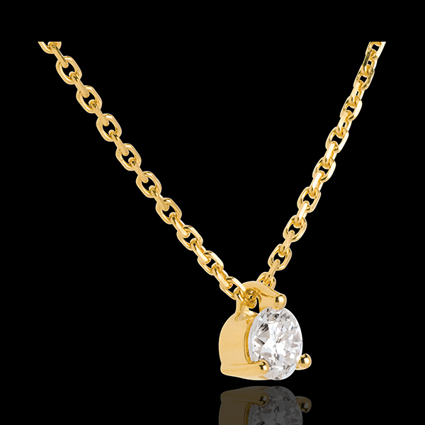 Naszyjnik z żółtego złota 18-karatowego z jednym diamentem (bardzo duży model) - 0,305 karata