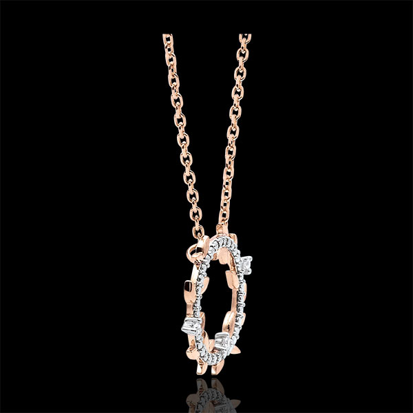 Necklace circle Enchanted Garden - Foliage Royal - pink gold and diamonds - 9 carats