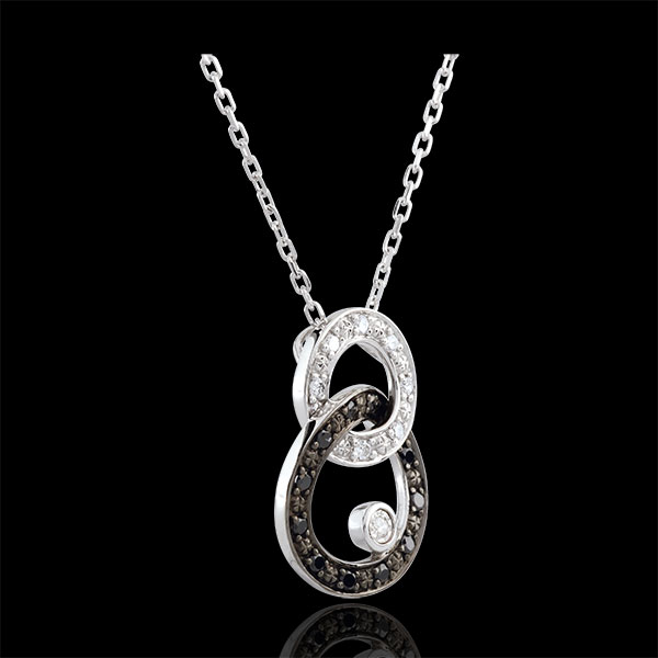 Necklace Clair Obscure - Moon Duo - black and white diamonds