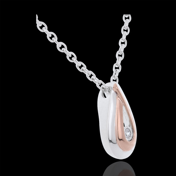 Necklace Dewdrop - rose gold and white gold - 18 carat