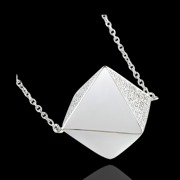 Necklace Genesis - Long necklace rough diamond - white gold
