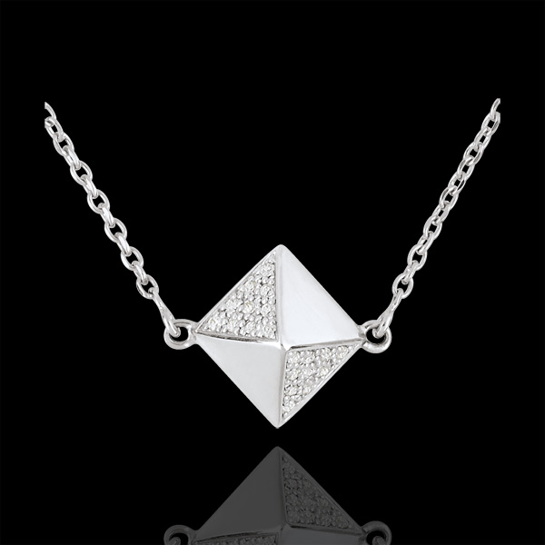 Necklace Genesis - Rough diamond white gold - 9 carat