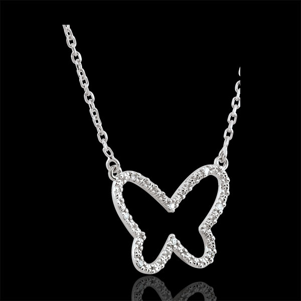 Necklace Imaginary Walk - Butterfly Cloud - white gold