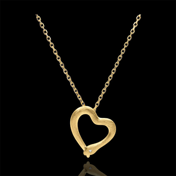 Necklace Imaginary walk - Snake of love - small model - brushed yellow gold diamond- 18 carats