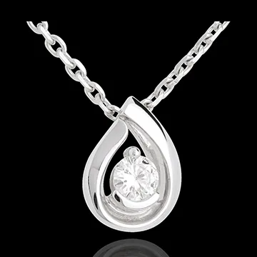 Pendentif larme diamant - or blanc 18 carats - 0.21 carats