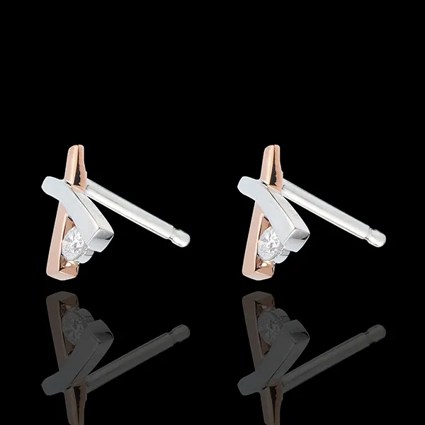 Boucles d'oreilles Nid Précieux - Ombrée variation - or blanc et or rose 18 carats