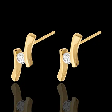 Boucles d'oreilles Nid Précieux - Apostrophe diamants - or jaune 18 carats - 0.14 carat