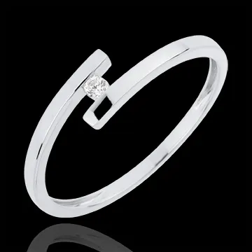Solitaire Nid Précieux - Pur Amour - or blanc 18 carats - diamant 0.03 carat
