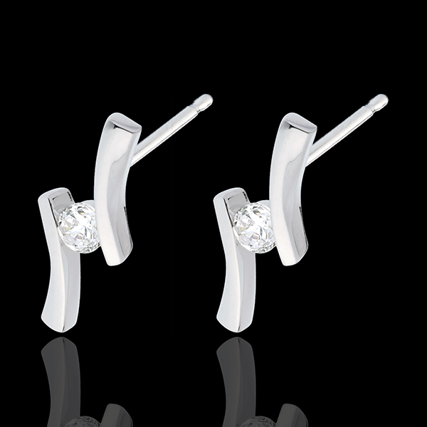 Boucles d'oreilles Nid Précieux - Apostrophe diamants - or blanc 18 carats - 18 acarts