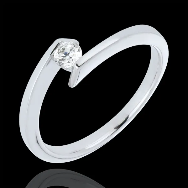 Bague solitaire Princesse étoile or blanc 18 carats - diamant 0.15 carat