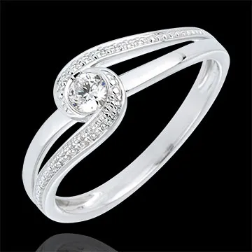 Bague de fiançailles Nid Précieux - Preciosa - or blanc 18 carats - diamant 0.12 carat