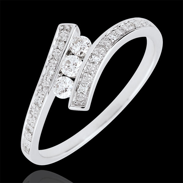 Bague Trilogie Nid Précieux - Elyssa - or blanc 9 carats