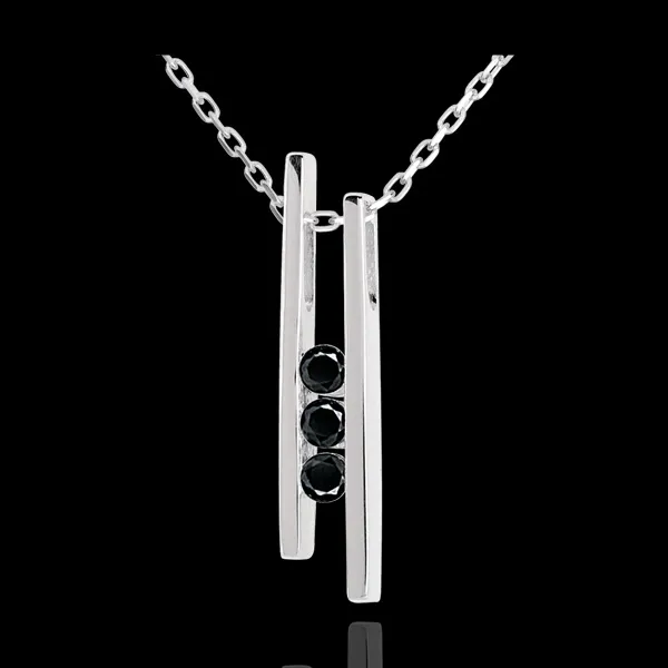 Collier Diapason Trilogie or blanc 18 carats - 3 diamants noirs