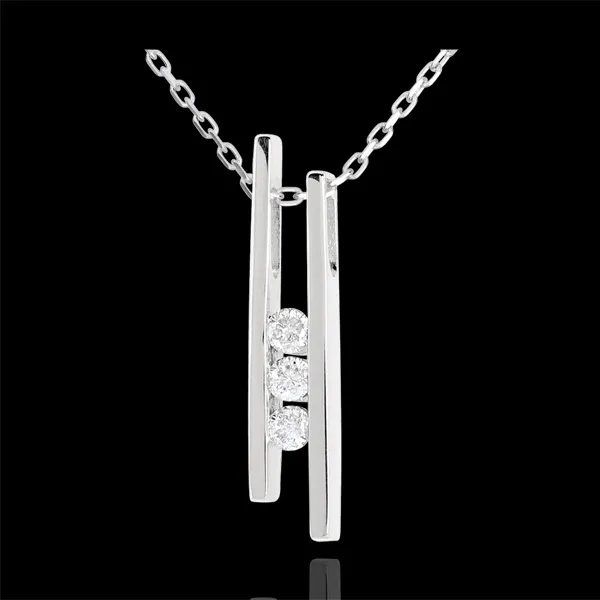 Diapason trilogy necklace white gold - 3 diamonds
