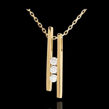 Diapason trilogy necklace yellow gold - 3 diamonds
