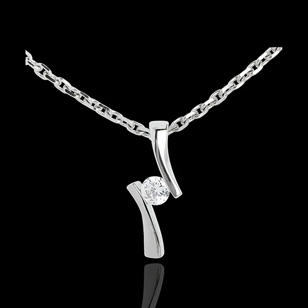 Pendant Precious Nest - Apostrophe diamond - white gold - 0.09 carat - 18 carats