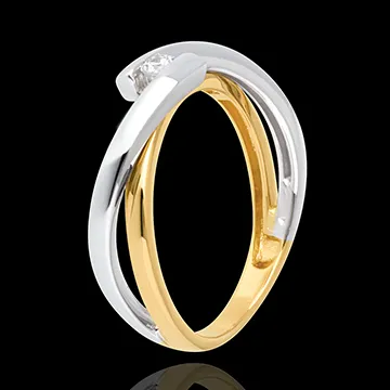 Solitaire Nid Précieux - Mecano - diamant 0.07 carat - or blanc et or jaune 18 carats