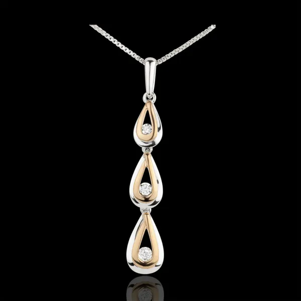 Pendentif Goutte de rosée variation - or blanc et or rose 18 carats