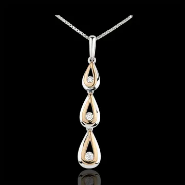 Pendentif Goutte de rosée variation - or blanc et or rose 18 carats