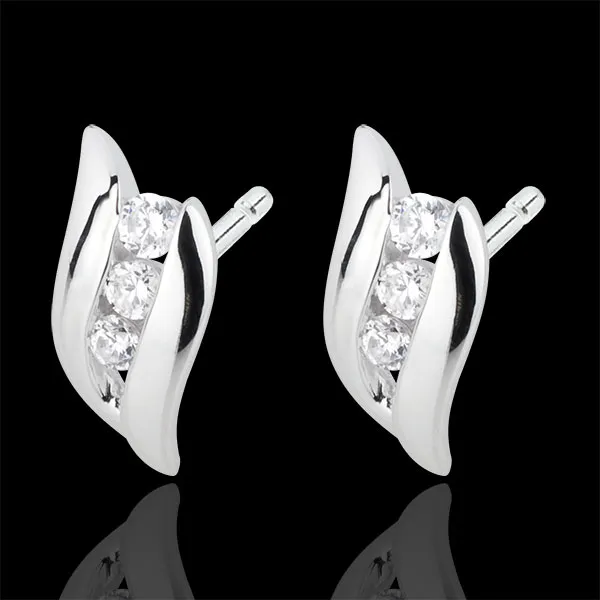 Earrings Trilogy Precious Nest - Diamond Curved - white gold - 18 carats