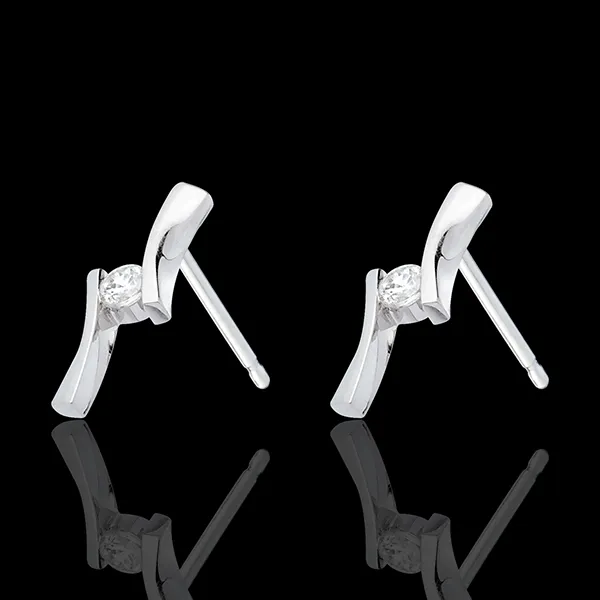 Boucles d'oreilles Nid Précieux - Apostrophe diamants -or blanc 18 carats