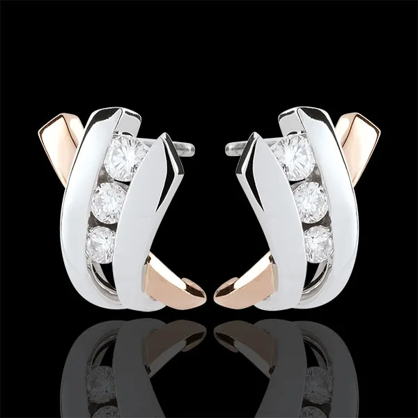 Boucles d'oreilles Trilogies Nid Précieux - Modi - or blanc et or rose 9 carats