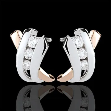 Boucles d'oreilles Trilogies Nid Précieux - Modi - or blanc et or rose 9 carats