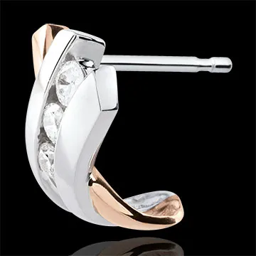 Earrings Trilogy Precious Nest - Modi - pink gold and white gold - 9 carats