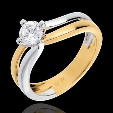 Solitaire Sillon (TGM) - diamant 0.52 carats - or blanc et or jaune 18 carats