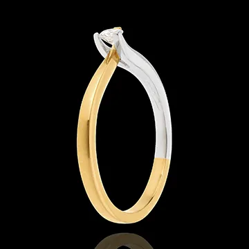 Fusion Solitaire ring yellow and white gold