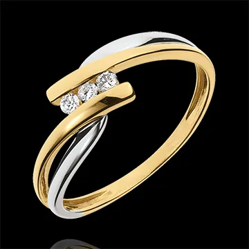 Trilogy Ring Precious Nest - Tango- yellow and white gold - 0.07 carat - 18 carats