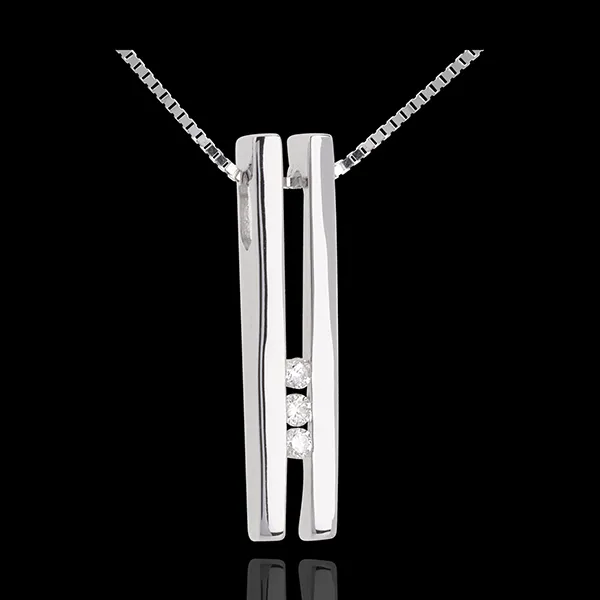 Collier Diapason Trilogie or blanc 18 carats - 3 diamants