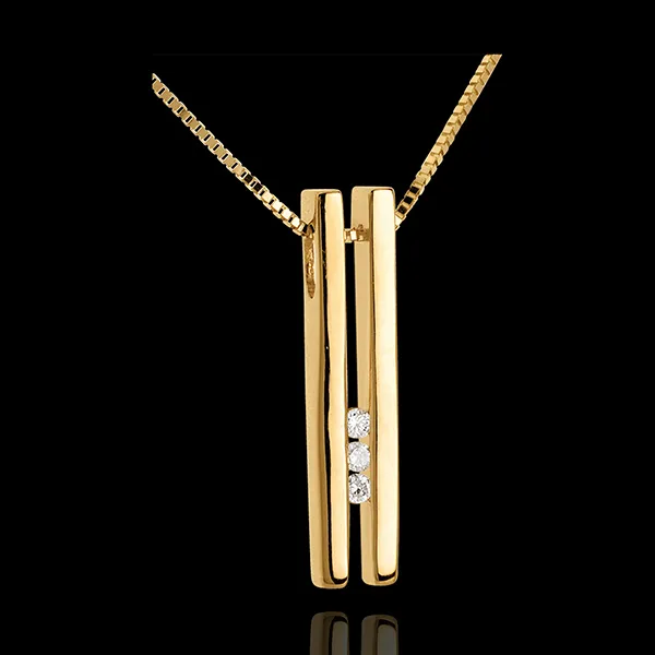 Diapason trilogy necklace yellow gold - 3 diamonds