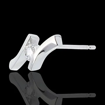 Boucles d'oreilles Nid Précieux - Apostrophe diamants - or blanc 18 carats - 18 acarts