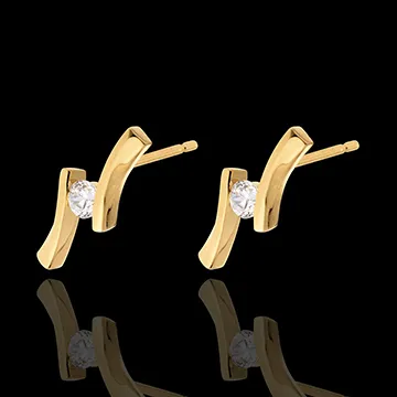 Boucles d'oreilles apostrophe diamants - puce or jaune 18 carats - 0.19 carat
