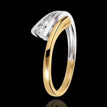 Bague trilogie Narval - 3 diamants - or blanc et or jaune 18 carats