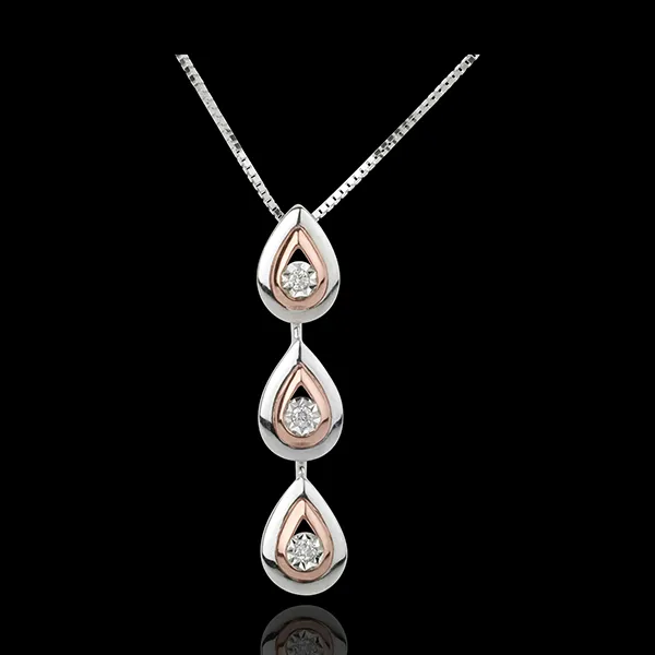 Collier Goutte de rosée variation - or blanc et or rose 18 carats