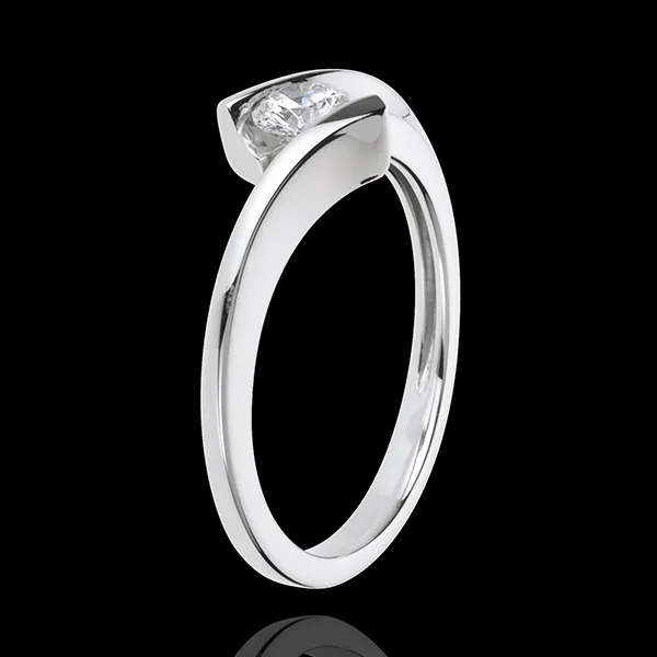 Solitaire Ring Precious Nest - Lunar Eclipse - white gold - 18 carats
