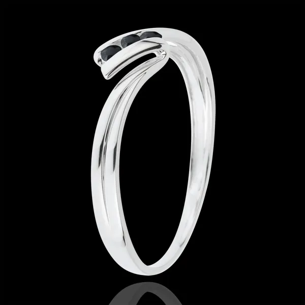 Trilogy Ring Precious Nest - Euphoria - white gold - black diamonds - 18 carats