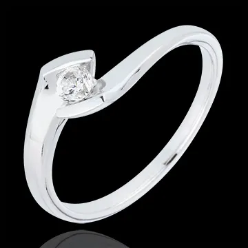 Solitaire Nid Précieux - Soir d'été - or blanc 18 carats - 0.12 carat
