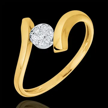 Bague solitaire Nid Précieux - Pépite d'Amour - or jaune 9 carats